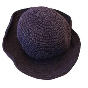 Courtney & Co. Womens Chenille Crochet Bucket Hat Dark Brown Boho Cozy